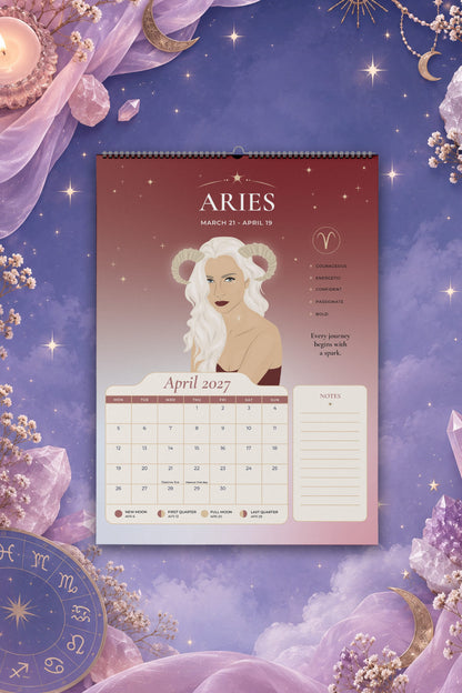 2027 Zodiac Calendar (US & CA)