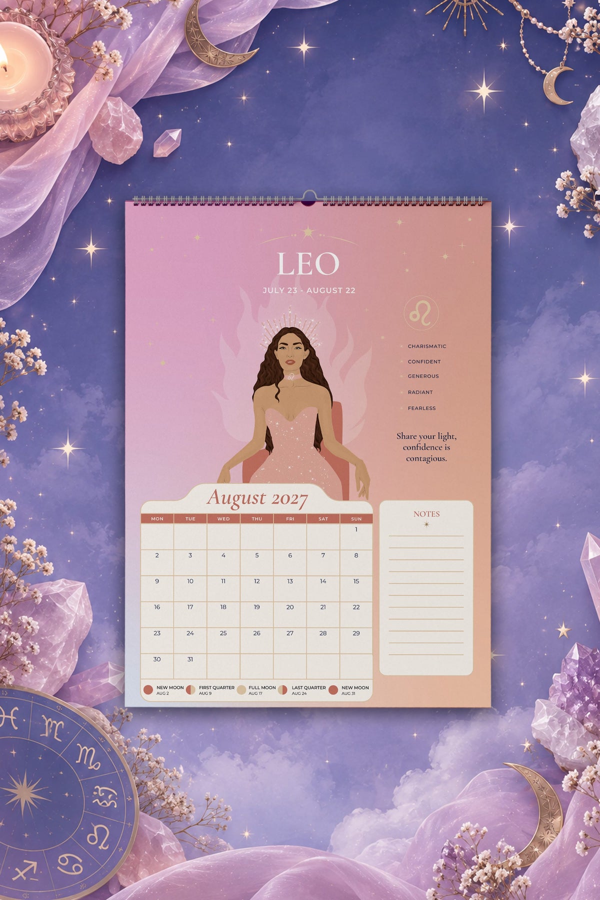 2027 Zodiac Calendar (US & CA)